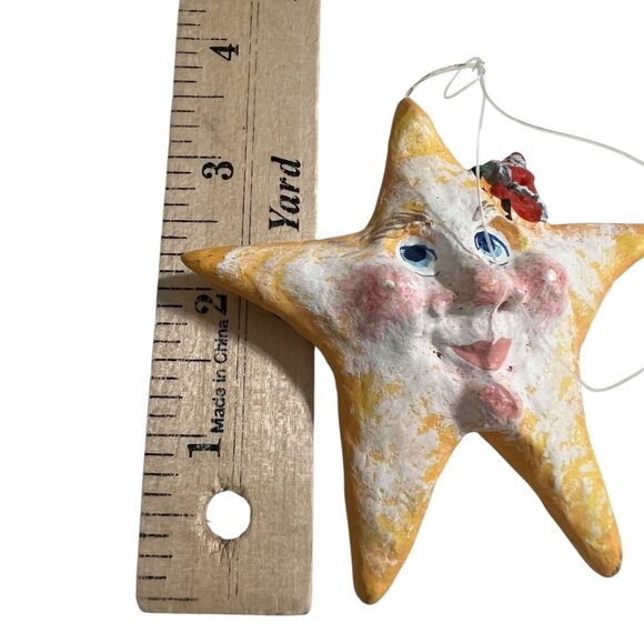 Vintage Large Holiday Star Resin Ornament With Santa - Picture 5 of 6